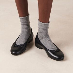 ALOHAS Oriana Black Leather Ballet Flat